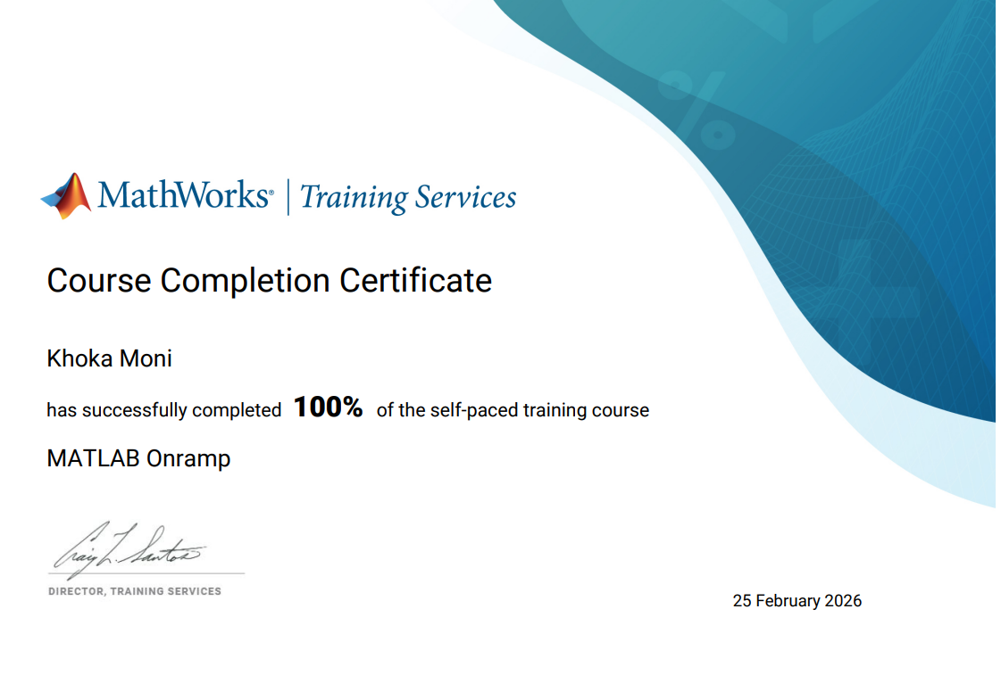 MATLAB Onramp Certificate